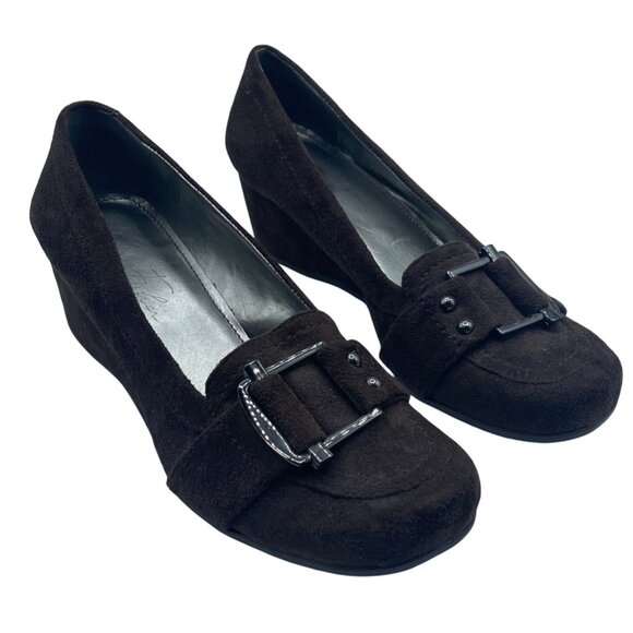 Marc Fisher Atlas 2 Wedge Loafer Slip On Brown Size 6 Chocolate - Picture 1 of 12